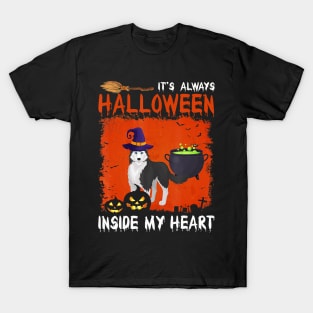 Husky It's always Halloween inside my heart T-Shirt